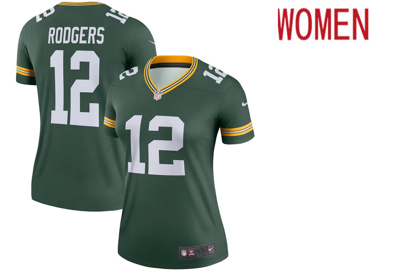 Women Green Bay Packers #12 Aaron Rodgers Nike Green Legend NFL Jersey